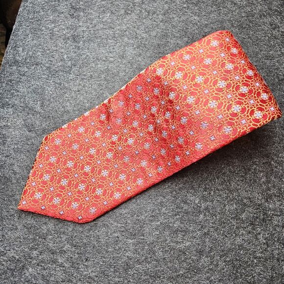 Valentino Tie 100% Italian Silk Red Designer Luxury USA 59" Abstract Ditzy - Picture 2 of 8